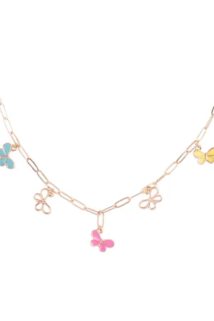 BUTTERFLY STATIONARY DAINTY CHARM NECKLACE