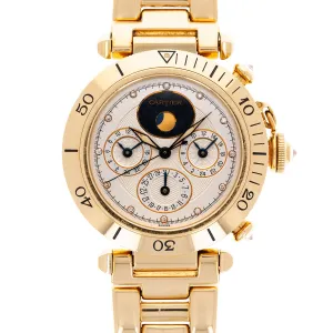Cartier Yellow Gold Pasha Triple Calendar Moonphase Watch Ref. 0925