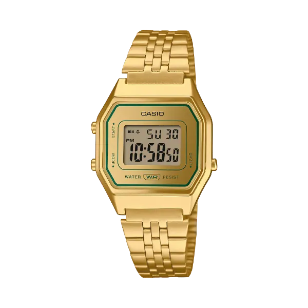 Casio Gold Stainless Steel Black Dial Quartz Watch for Gents - LA-680WEGV-9ADF