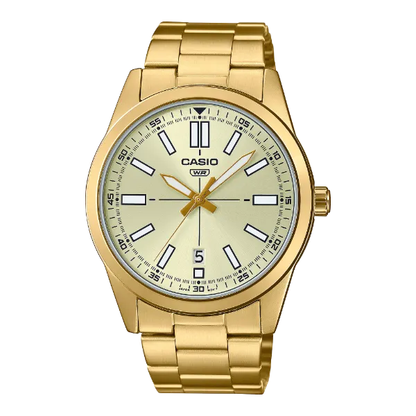 Casio Gold Stainless Steel Gold Dial Quartz Watch for Gents - MTP-VD02G-9EUDF