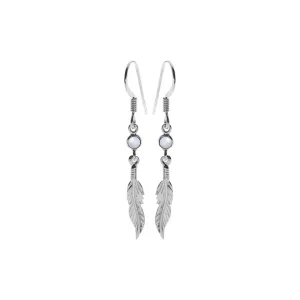 Catalina rainbow moonstone feather earrings