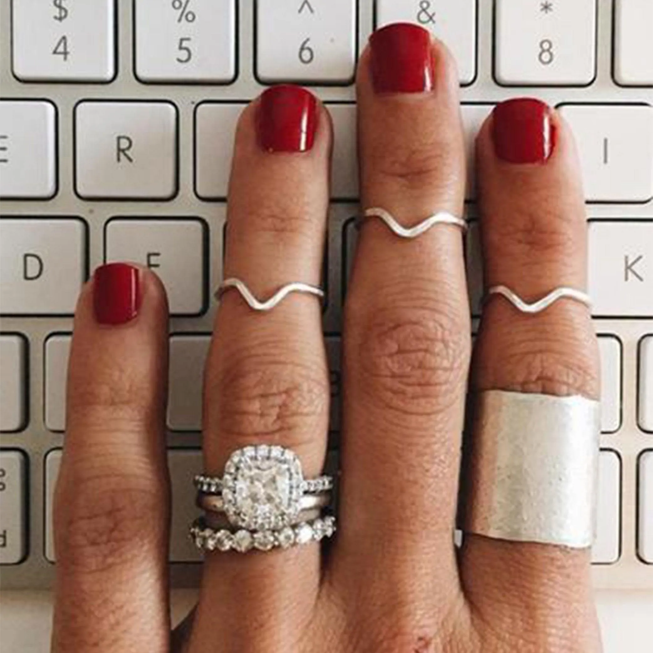 Chevron Midi Ring