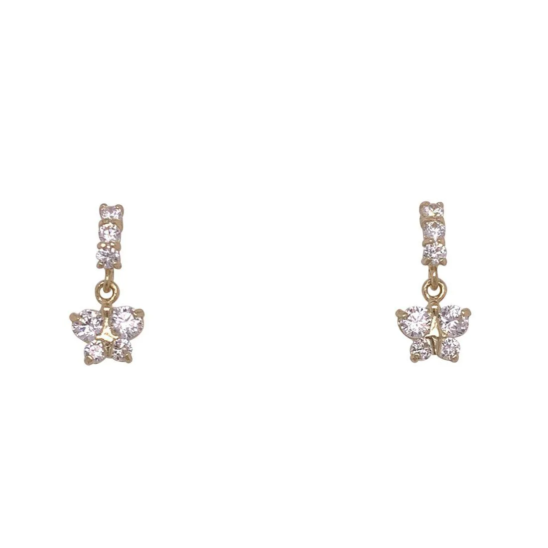 Children's 9ct Yellow Gold Cubic Zirconia Butterfly Drop Earrings