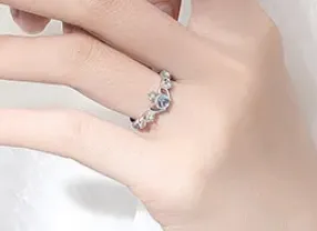 Children's and Teen's Rings:  Sterling Silver Cindarella Moonstone CZ Adjustable Rings with Gift Box