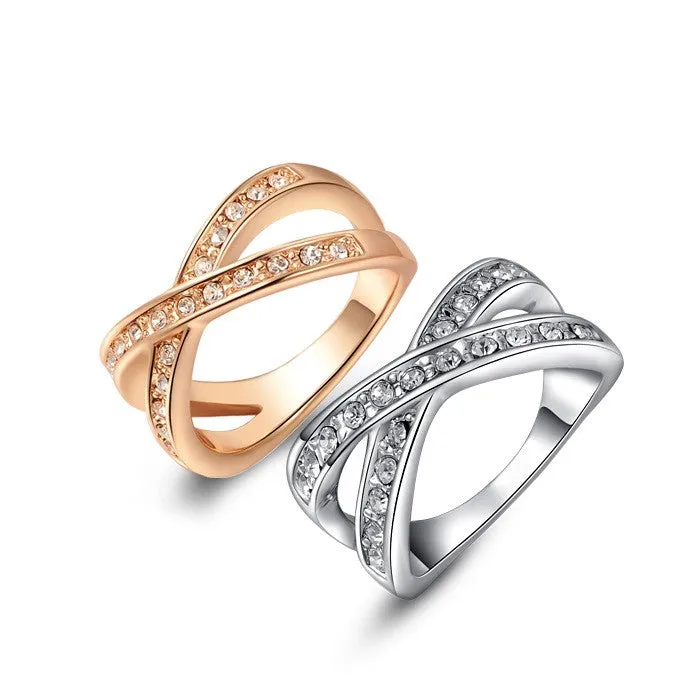 Christmas gift to girl X rings,top quality make with genuine SWR crystal, 100% hand made fashion jewelry