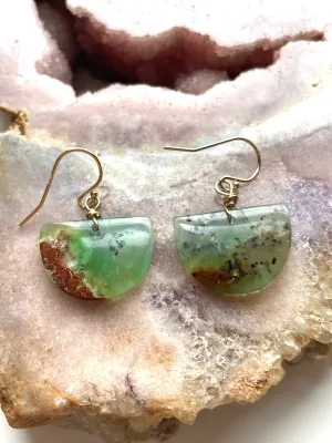 Chrysoprase Statement Earrings Gold Fill
