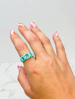 Chunky Chain Link Ring - Aqua
