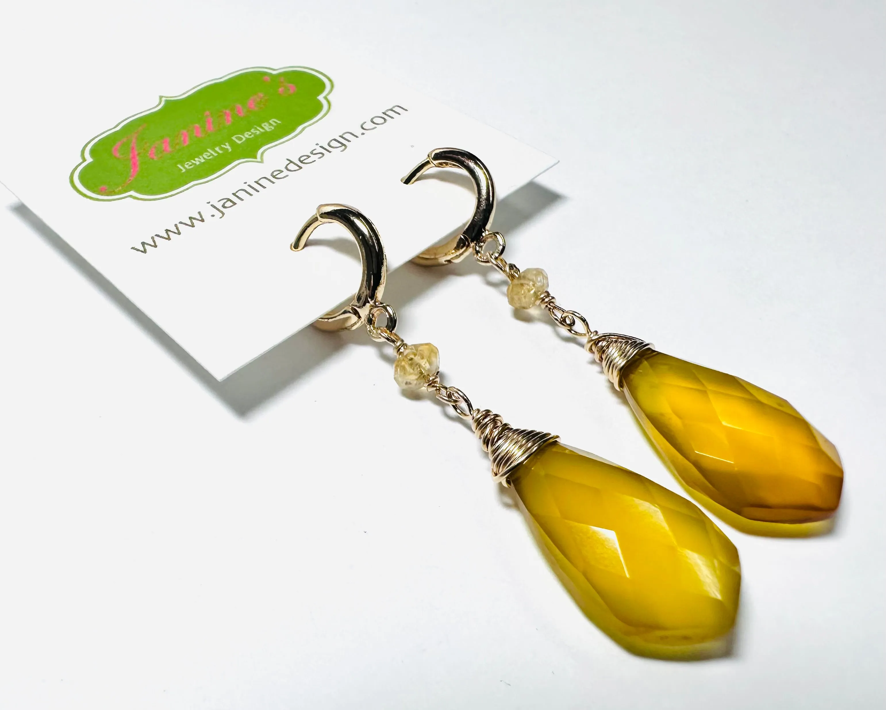 Citrine Drop Earrings/wire Wrapped earrings