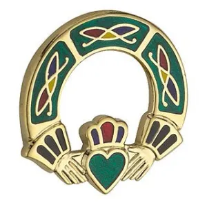 Claddagh Brooch Enamel 18ct Gold Plated TG1053GN