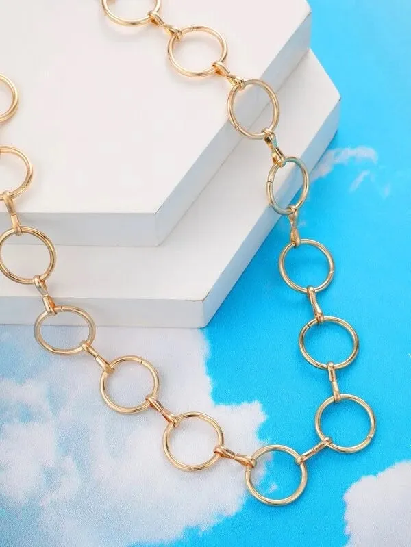 CM-AXS113100 Women Trendy Seoul Style Simple Chain Choker - Gold