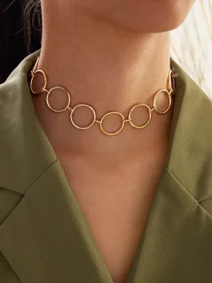 CM-AXS113100 Women Trendy Seoul Style Simple Chain Choker - Gold