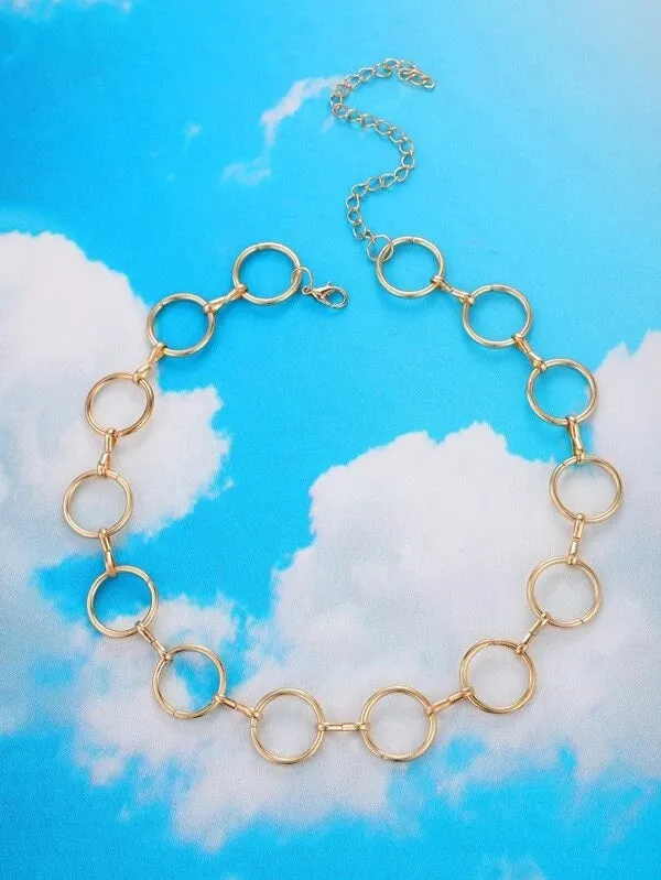 CM-AXS113100 Women Trendy Seoul Style Simple Chain Choker - Gold
