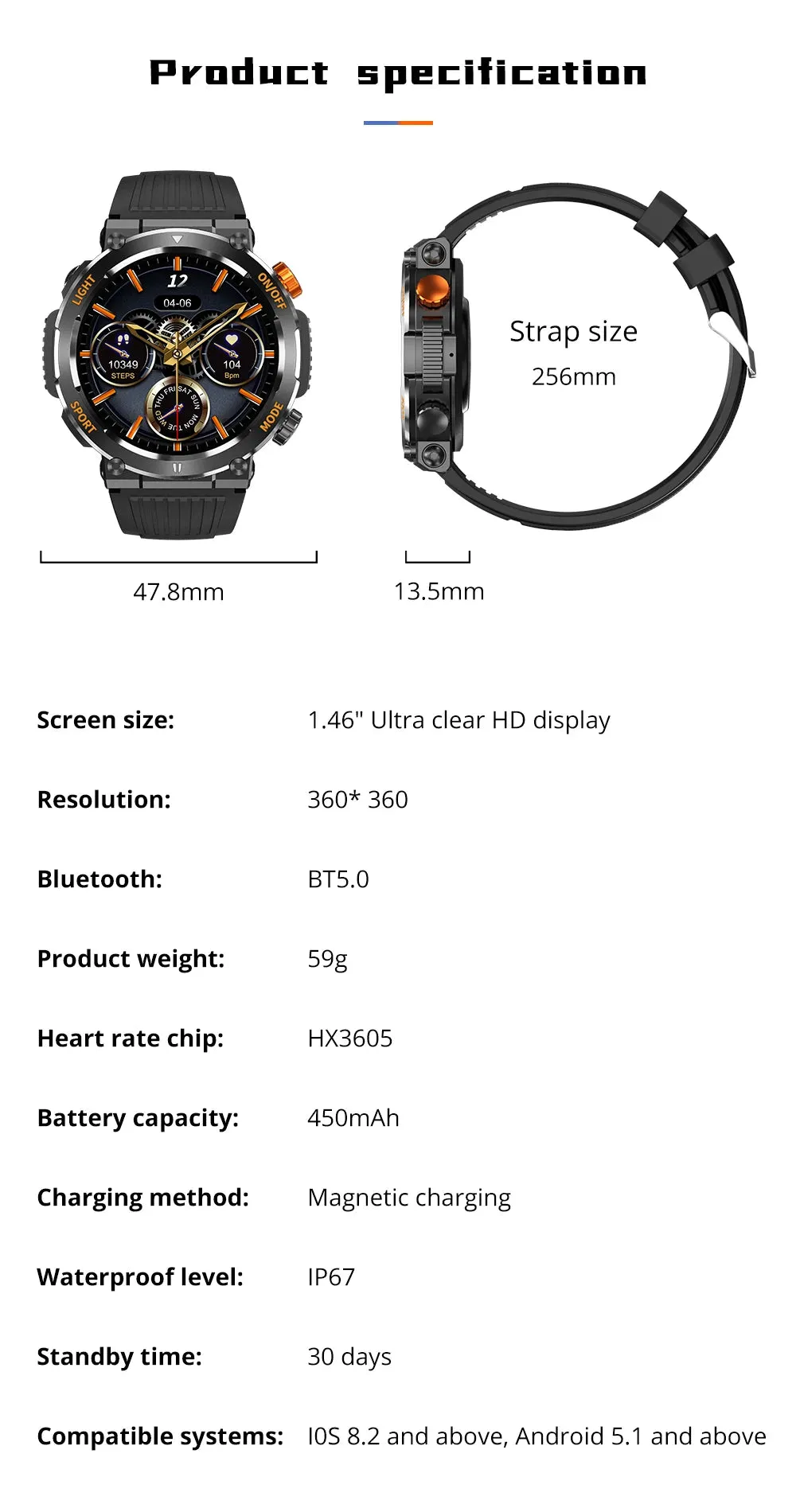 COLMI V68 1.46" HD Display Smart Fitness Watch