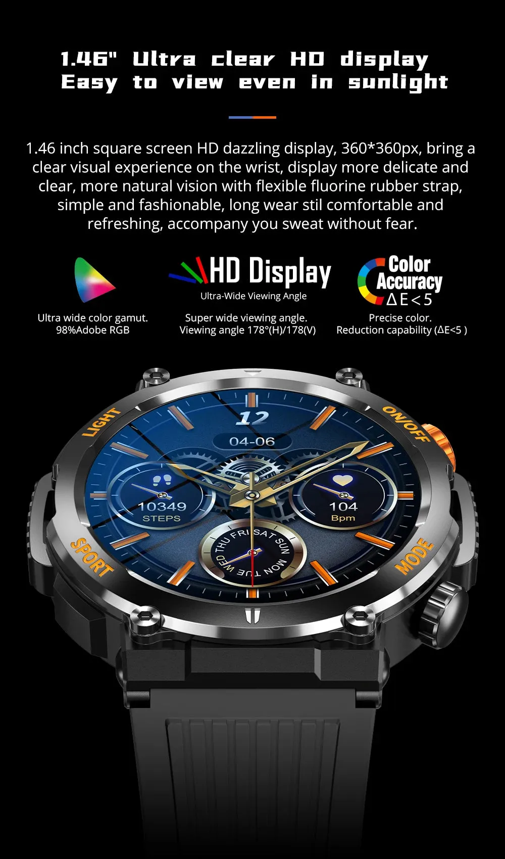 COLMI V68 1.46" HD Display Smart Fitness Watch