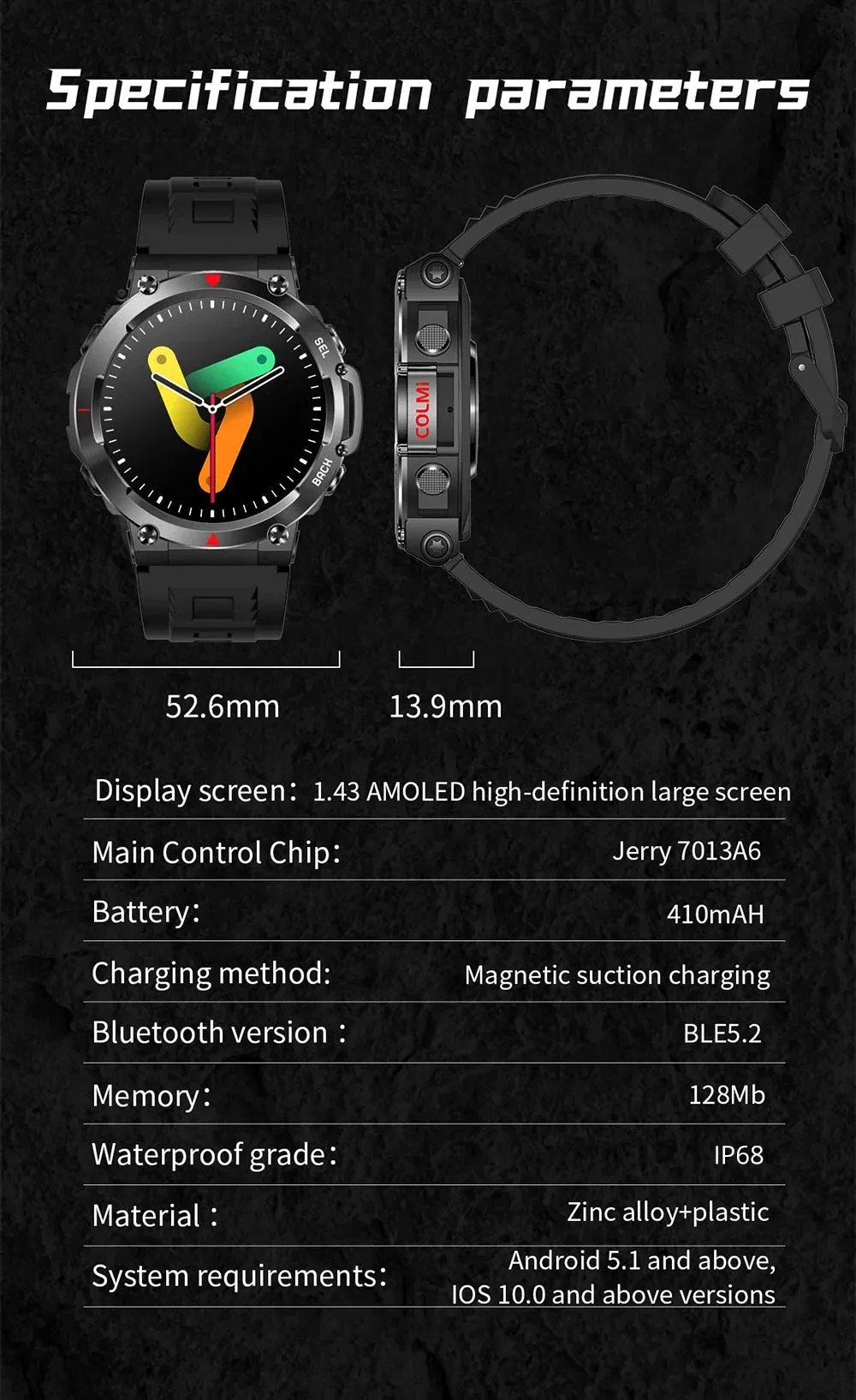 COLMI V70 1.43" AMOLED Smart Fitness Watch