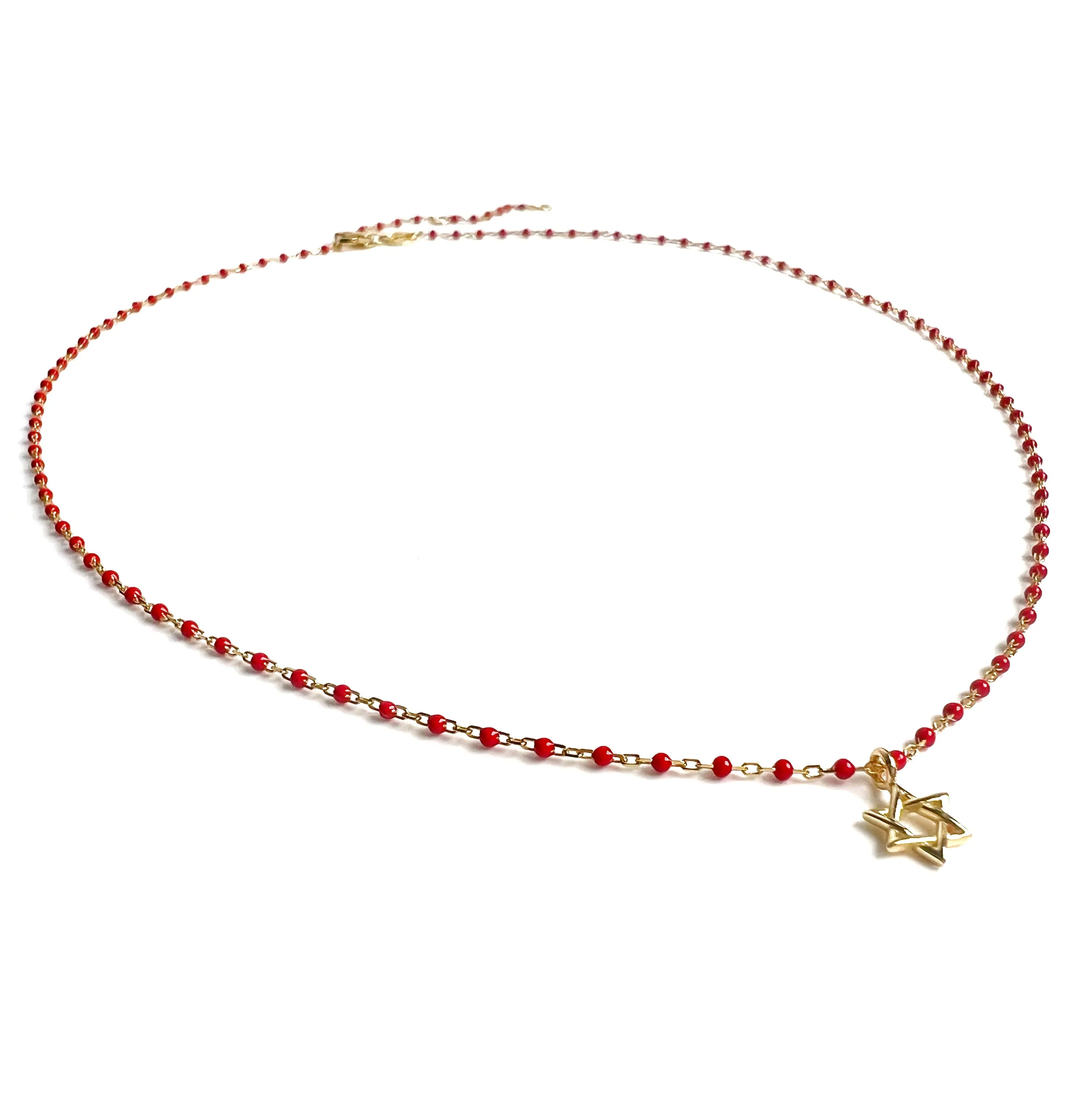 Color Mini Beads David Star Necklace