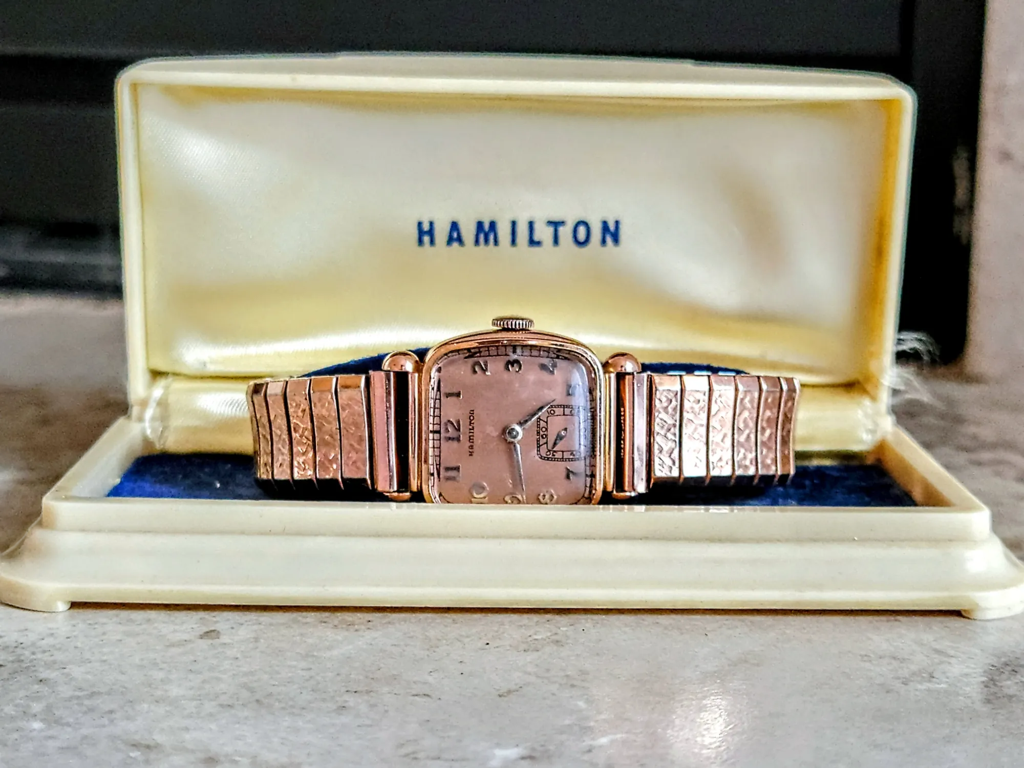 Coral Martin 1941 Hamilton Watch Rose Gold Filled Case & Bracelet - In Box!