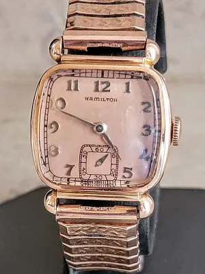 Coral Martin 1941 Hamilton Watch Rose Gold Filled Case & Bracelet - In Box!