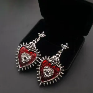 Cross Occult Diablo Goth Piercing Drop Earrings Rose