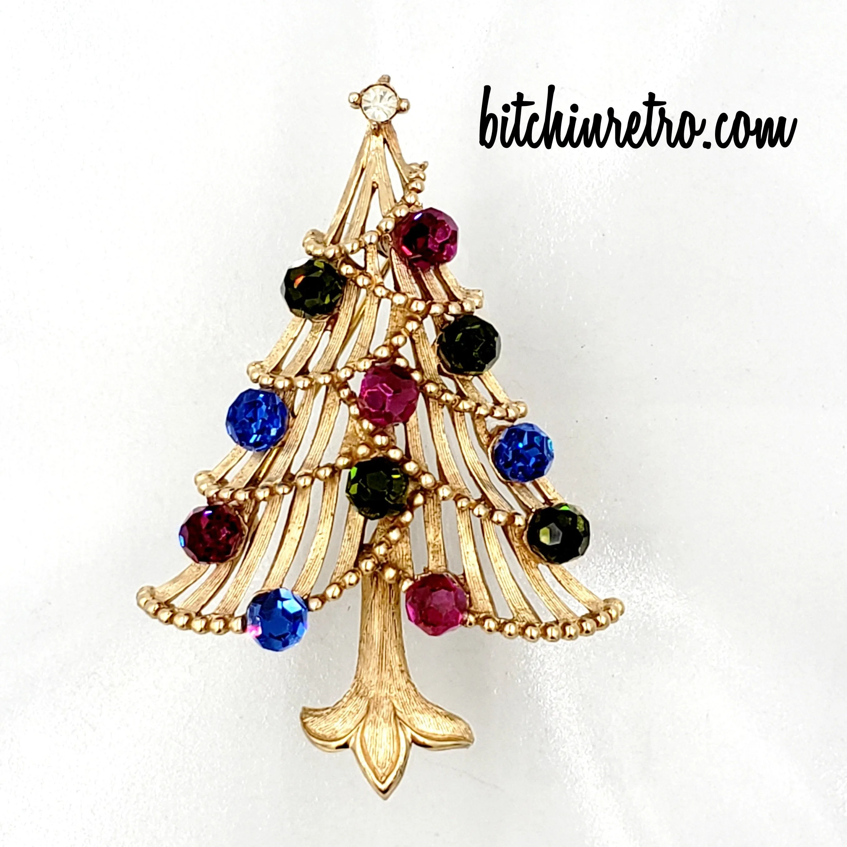 Crown Trifari Vintage Christmas Tree Brooch and Published Collectible
