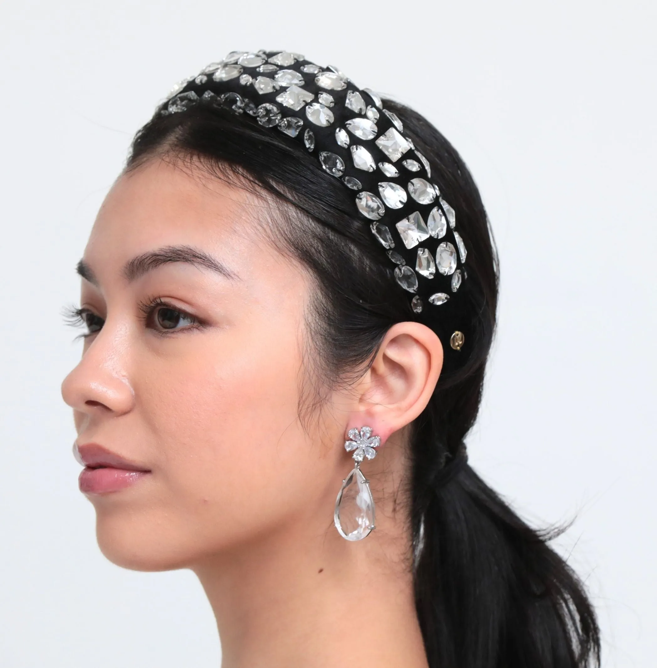 Crystal Drop Flower Earrings