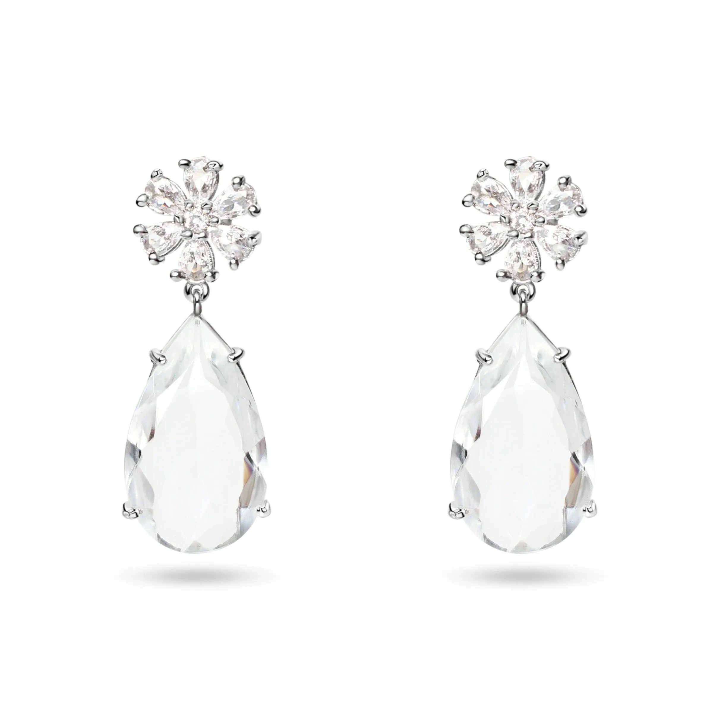 Crystal Drop Flower Earrings