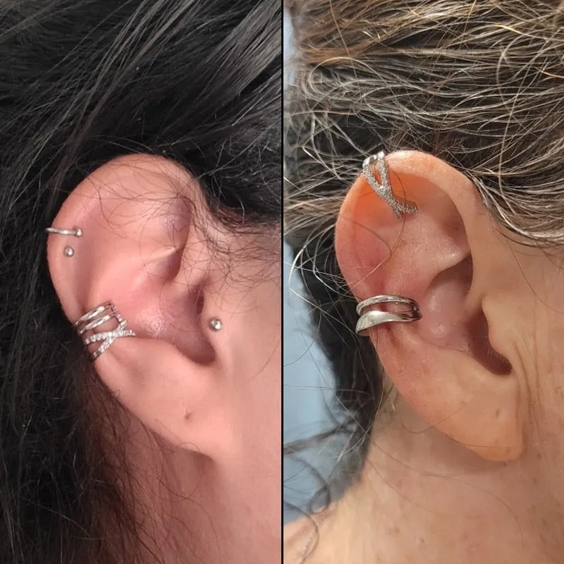 Crystal Pitch Gold Plated Ear Clip Earring
