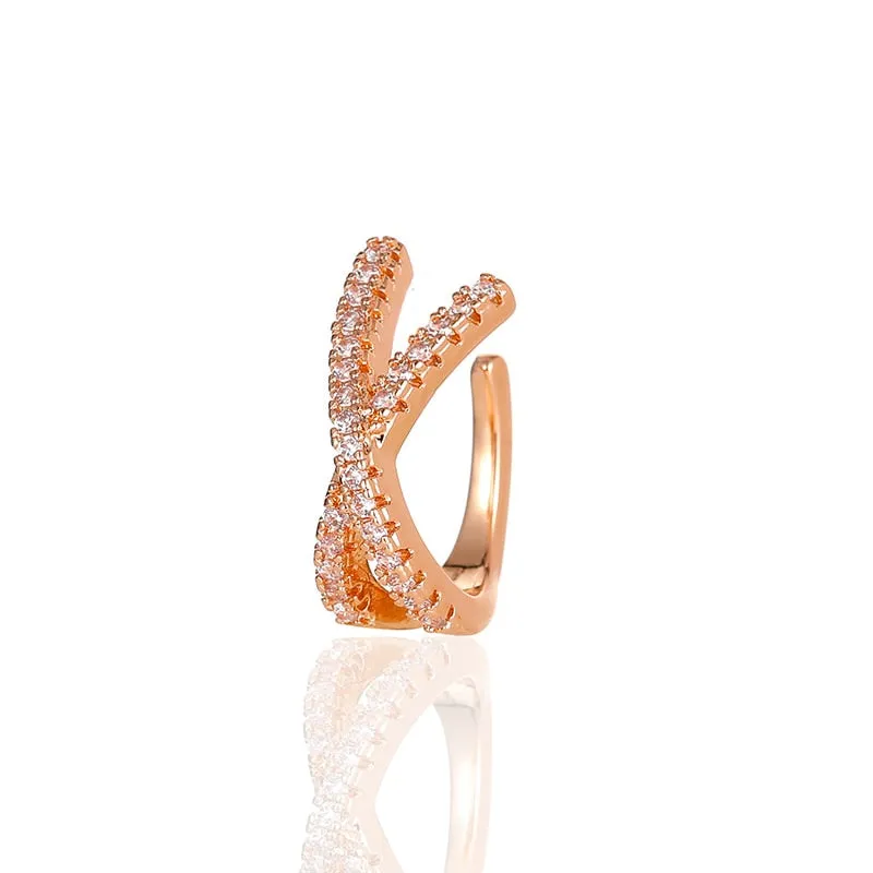 Crystal Pitch Gold Plated Ear Clip Earring