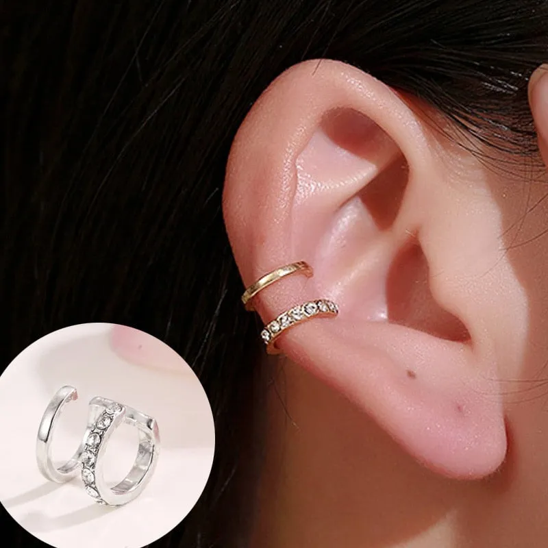 Crystal Pitch Gold Plated Ear Clip Earring