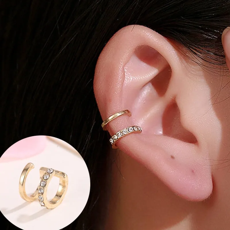 Crystal Pitch Gold Plated Ear Clip Earring