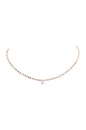 CUBIC ZIRCONIA ONE CENTERED COLLAR NECKLACE