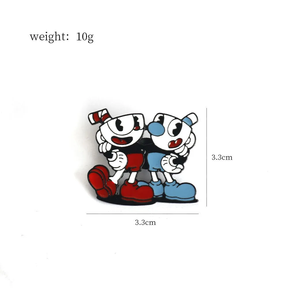 Cuphead and Mugman Metal Brooch 3 Pack