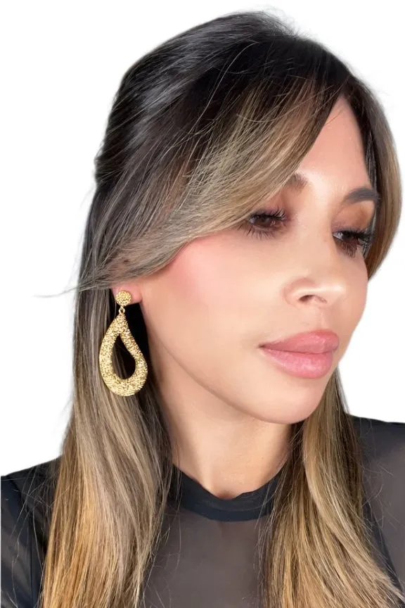 Curved Open Teardrop 925 Sterling Silver Statement Earring