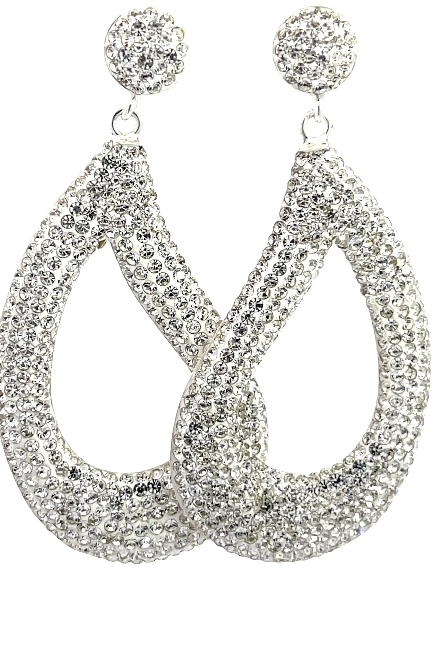 Curved Open Teardrop 925 Sterling Silver Statement Earring