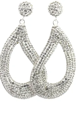 Curved Open Teardrop 925 Sterling Silver Statement Earring