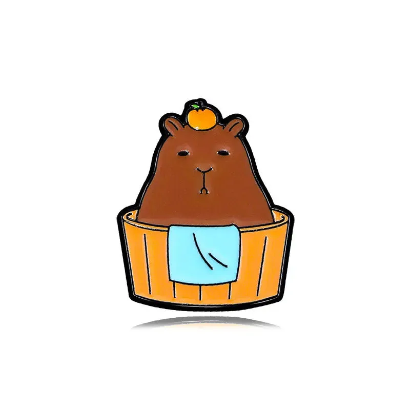Cute Capybara Balloon Enamel Pins 🎈✨ Kawaii Animal Brooches for Kids & Friends - Trendy Jewelry Gift!