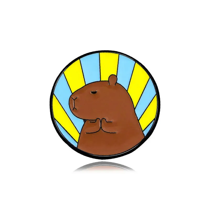 Cute Capybara Balloon Enamel Pins 🎈✨ Kawaii Animal Brooches for Kids & Friends - Trendy Jewelry Gift!
