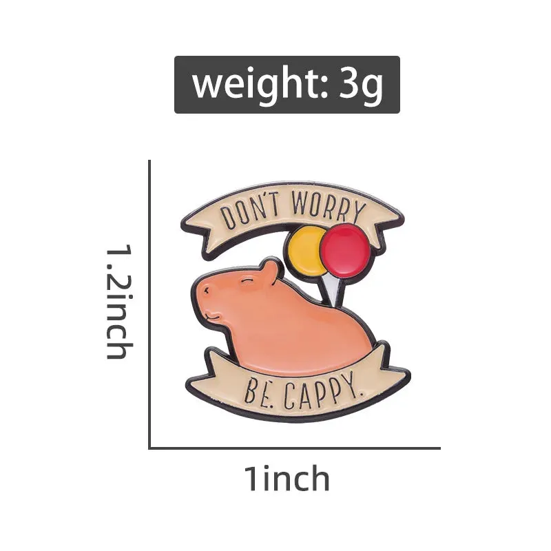 Cute Capybara Balloon Enamel Pins 🎈✨ Kawaii Animal Brooches for Kids & Friends - Trendy Jewelry Gift!