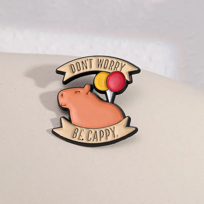 Cute Capybara Balloon Enamel Pins 🎈✨ Kawaii Animal Brooches for Kids & Friends - Trendy Jewelry Gift!