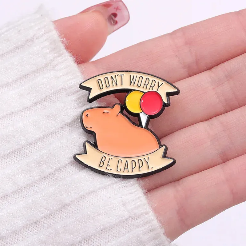 Cute Capybara Balloon Enamel Pins 🎈✨ Kawaii Animal Brooches for Kids & Friends - Trendy Jewelry Gift!