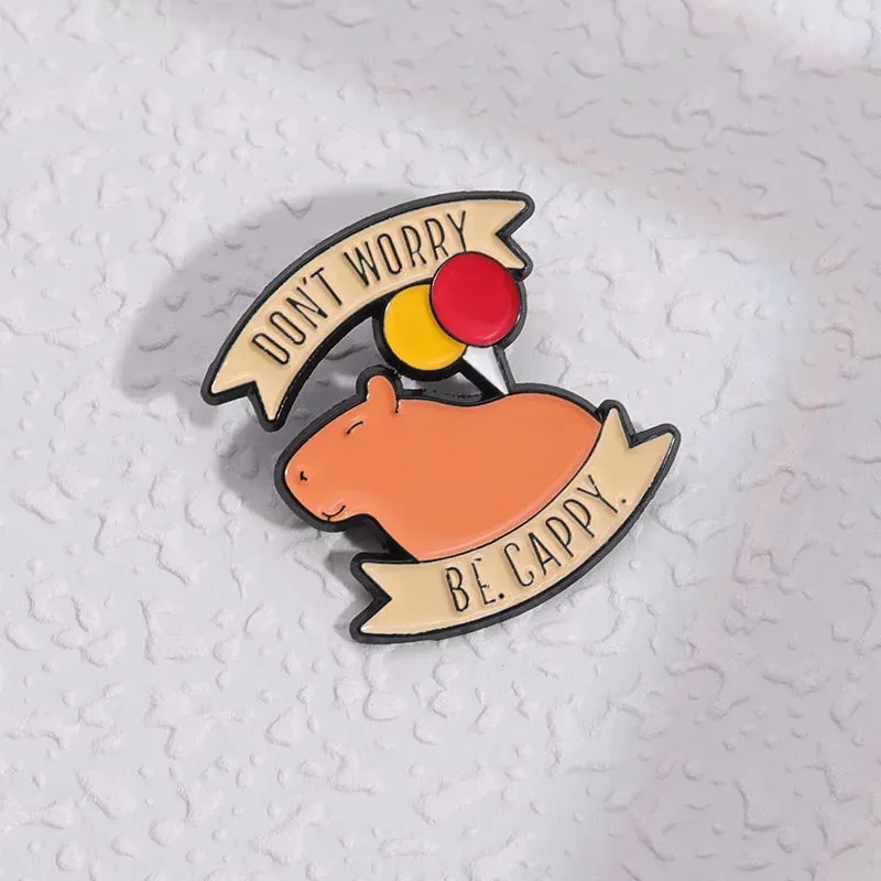 Cute Capybara Balloon Enamel Pins 🎈✨ Kawaii Animal Brooches for Kids & Friends - Trendy Jewelry Gift!