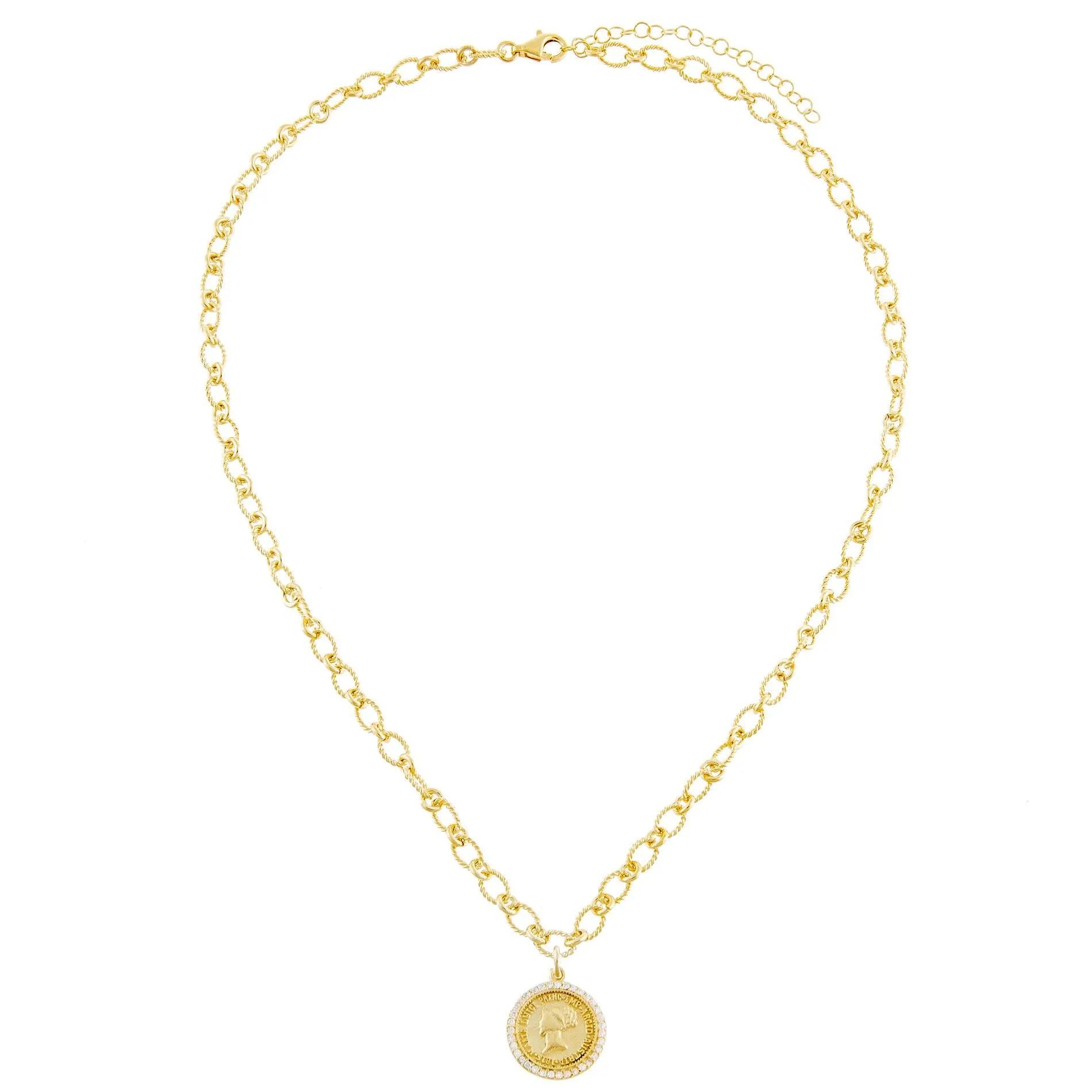 CZ Coin Link Necklace