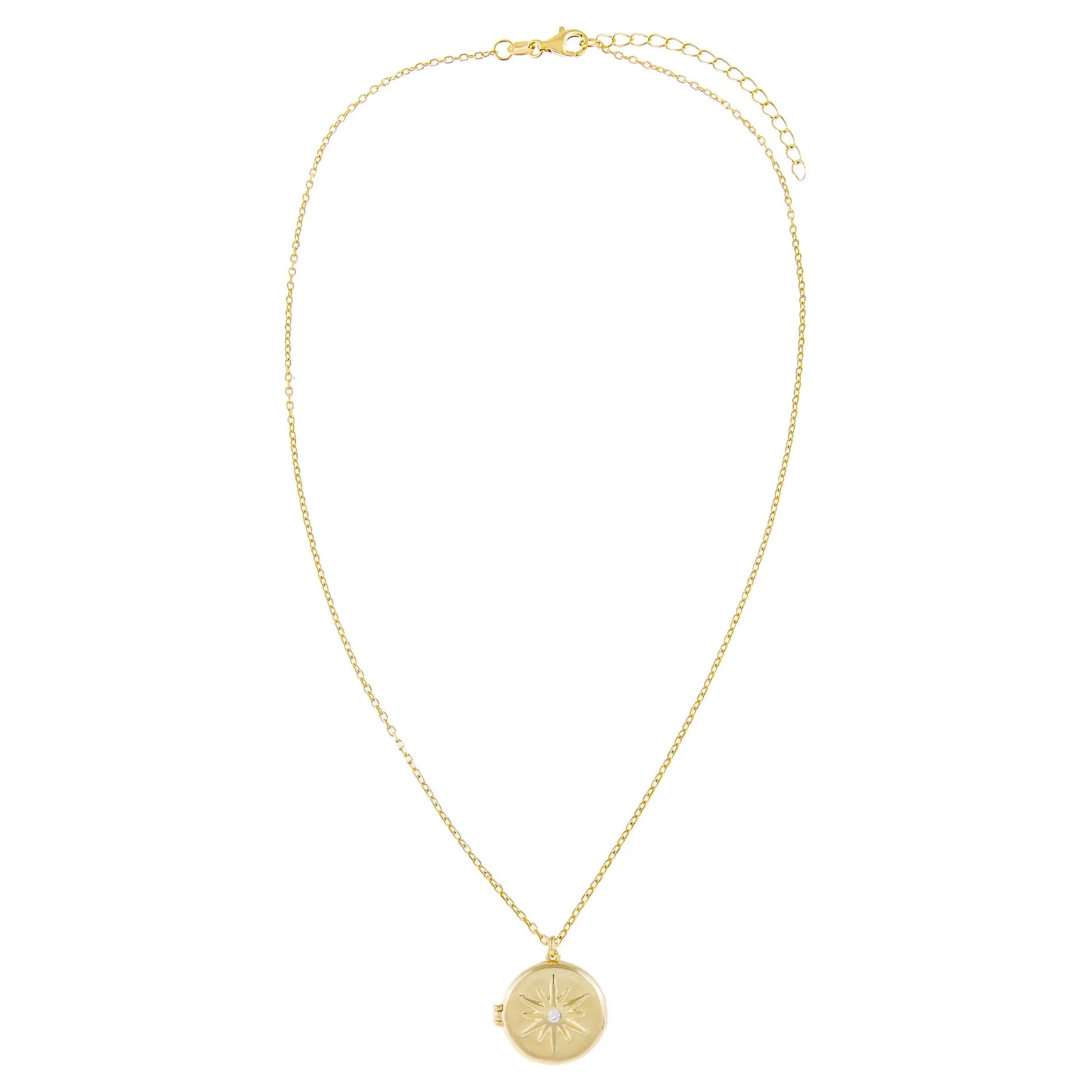 CZ Starburst Locket Necklace