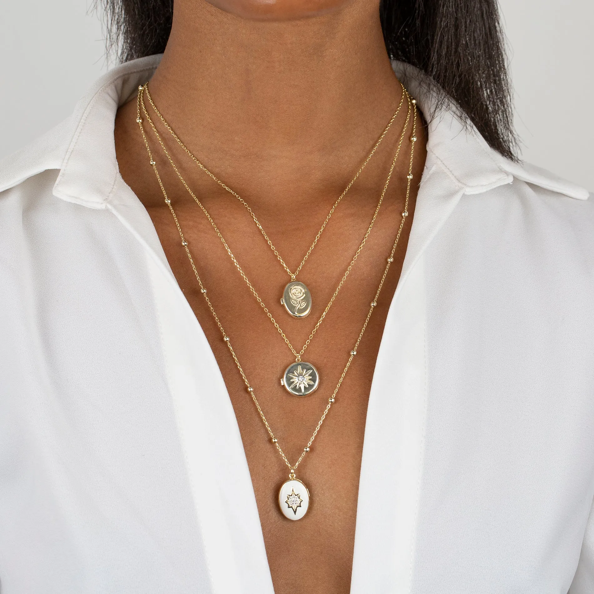 CZ Starburst Locket Necklace