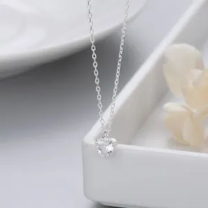 Dainty Blue Pink Heart Charm Necklace in 925 Sterling Silver
