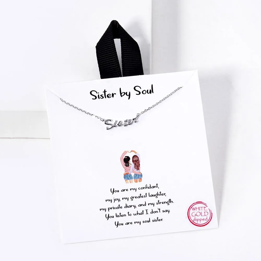 Dainty Chain Link Necklace Featuring "Sister" Pendant