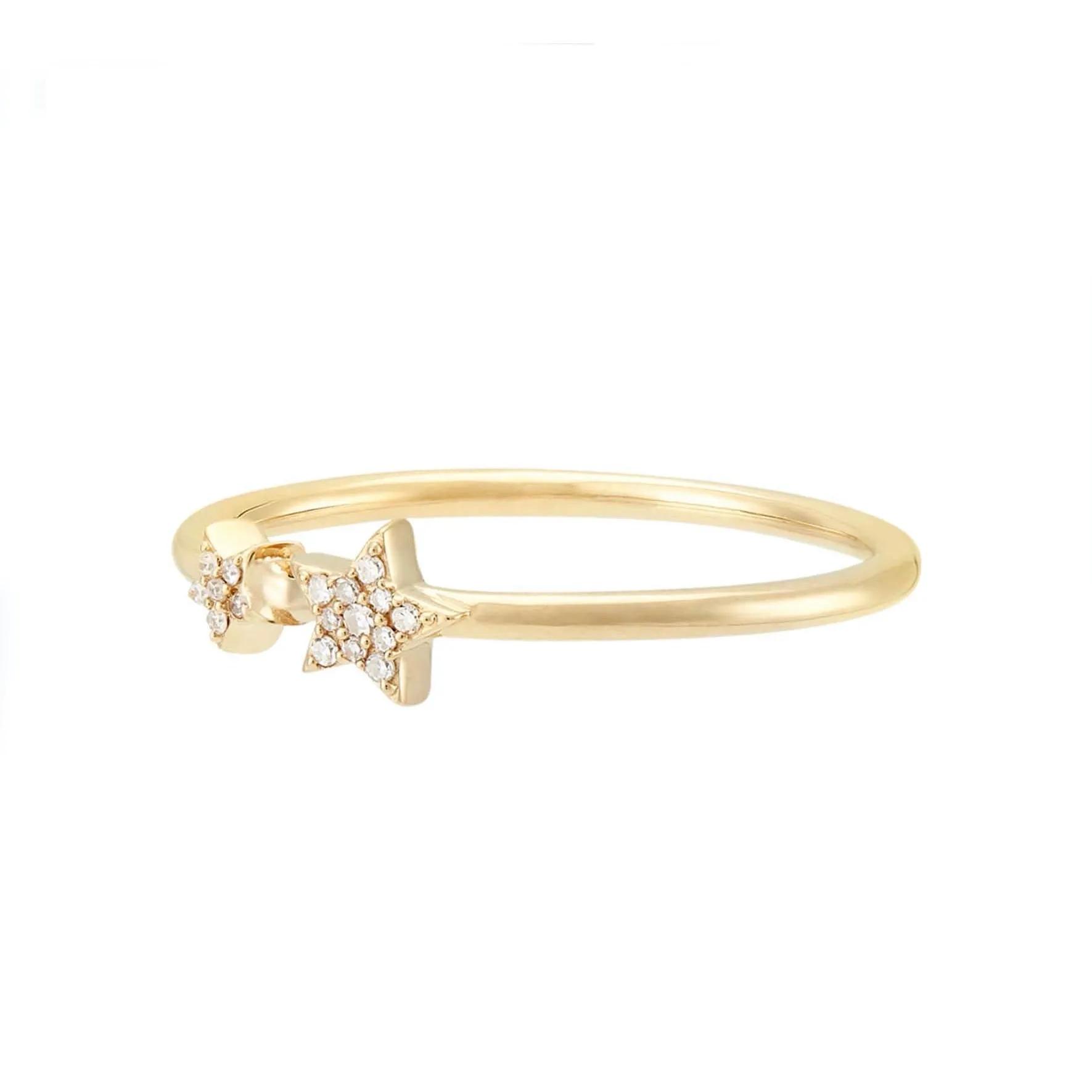 Dainty CZ Two Stars Ring