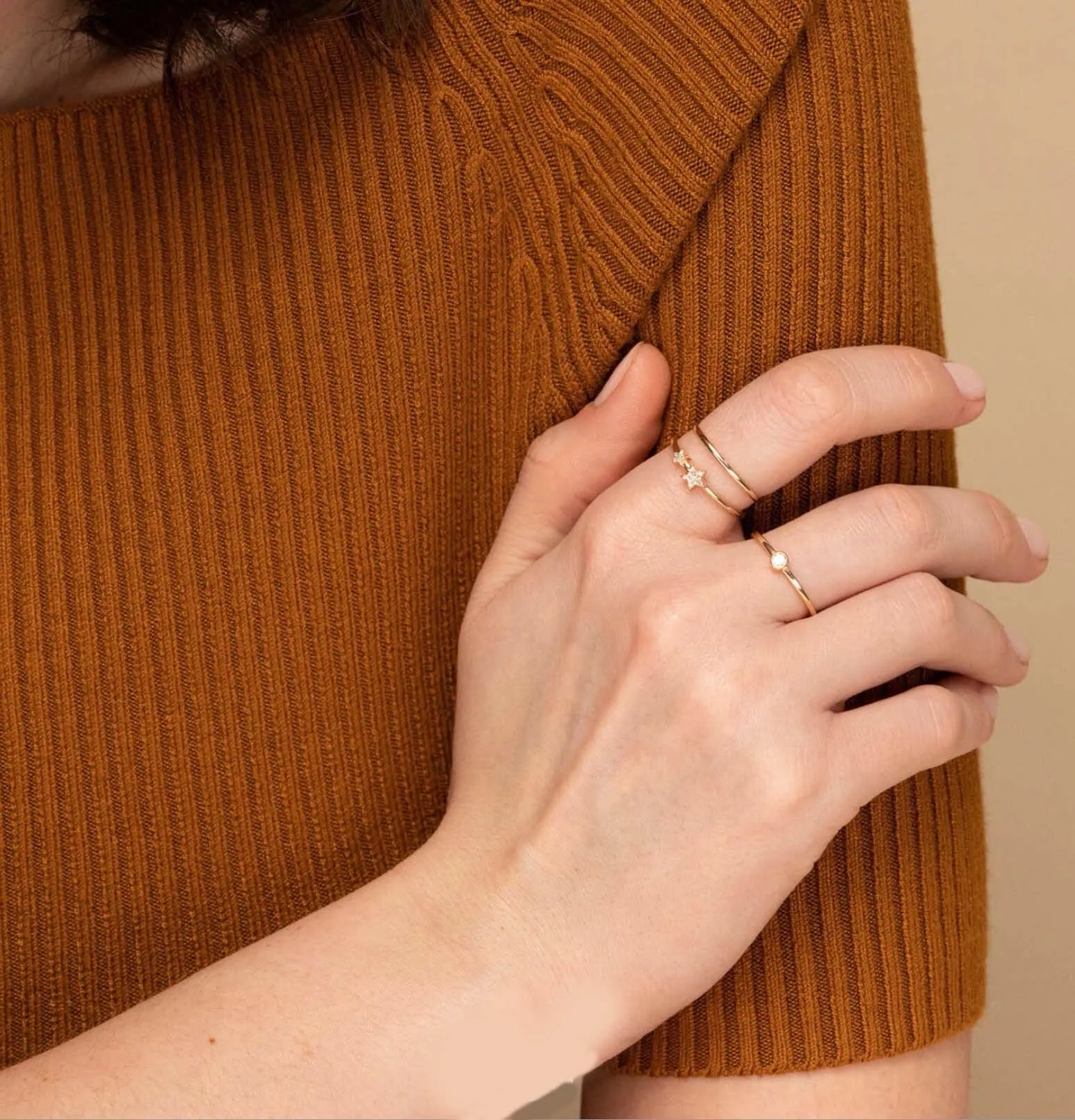 Dainty CZ Two Stars Ring