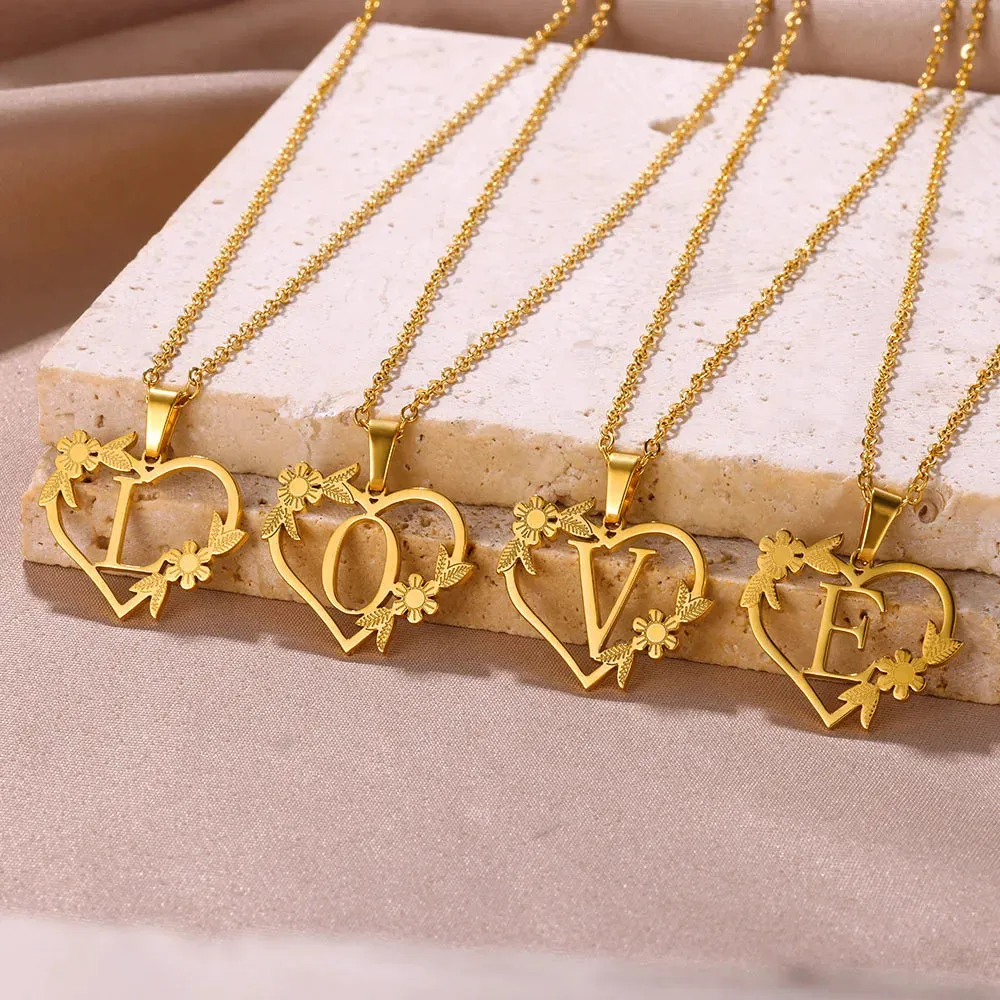 Dainty Flower Initials Necklace