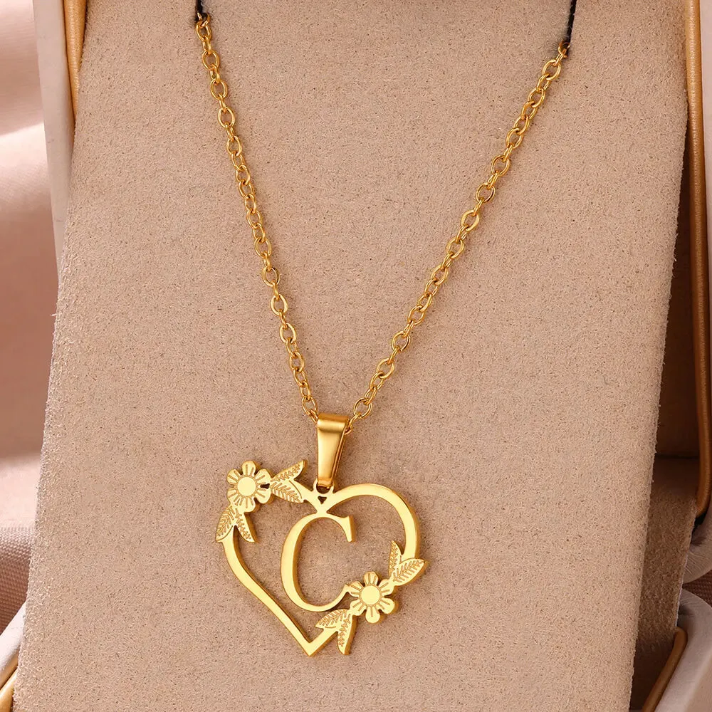 Dainty Flower Initials Necklace